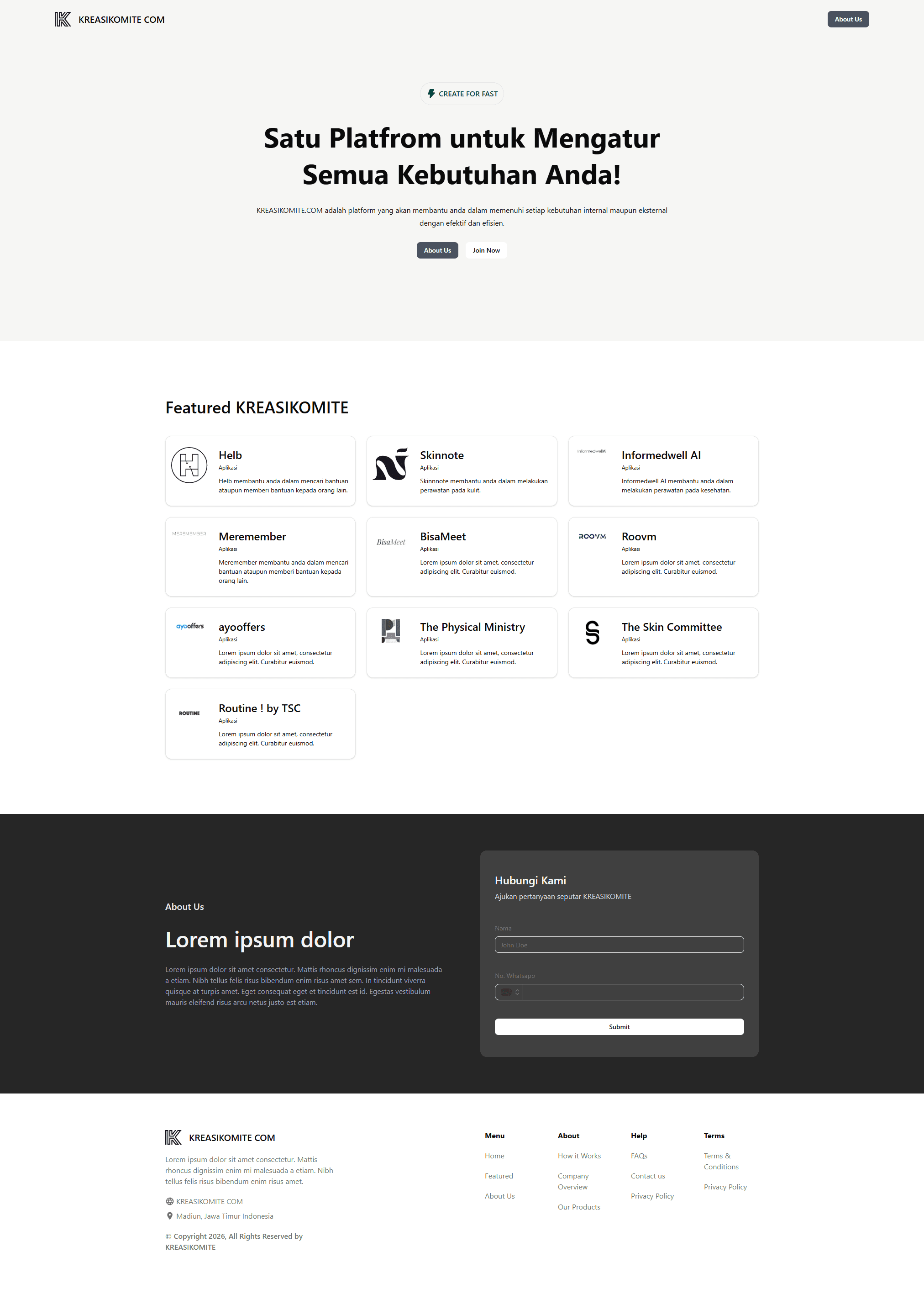 Kreasi Komite - Landing Page & Bisa Meet